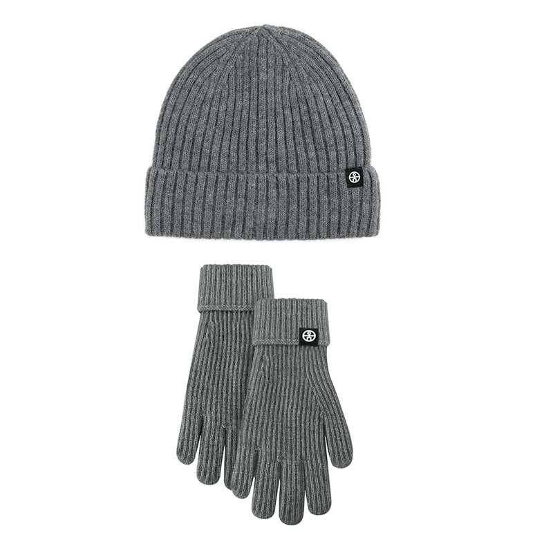 Striped Wool Knitted Hat And Gloves Set