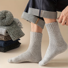Men's Crew Socks, Winter Thicken Warm Solid Pairs, Autumn