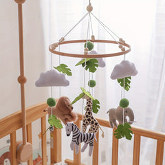 Leaf & Animal Baby Crib Mobile w/ Soft Plush Toys Vibrant Nursery Decor