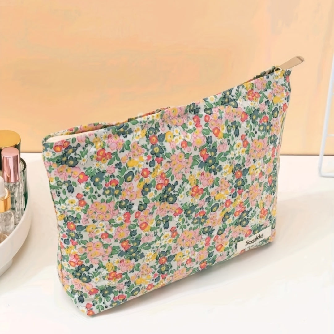 Floral Print Makeup Bag Cosmetic Bag Large Capacity Zipper Toiletry Bag