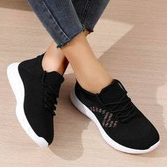Women's Knitted Sports Shoes Lace Up Low Top Running Shoes