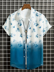 Floral Print Men's Short Sleeve Shirt for Summer Vacation