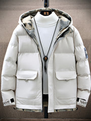 Men's Casual Fleece Hooded Jacket Camo Lining Winter Outwear