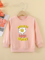 Fun Fried Eggs Graphic Girls Sweatshirt Casual Comfort Fit Kids Tops Pullover