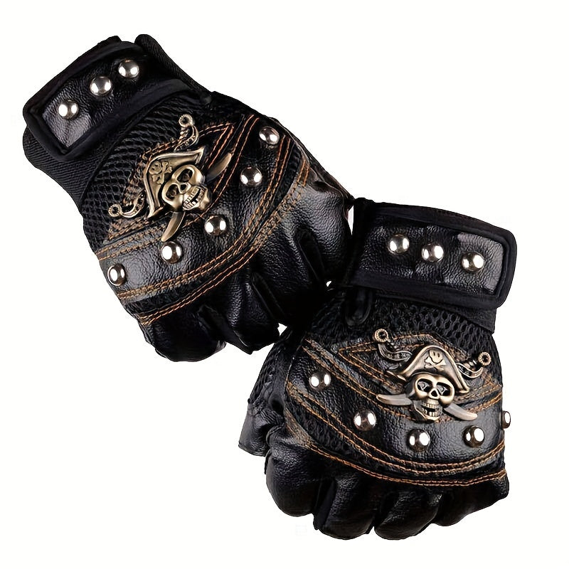 Half Finger Pirate Skull Outdoor Mountaineering Gloves