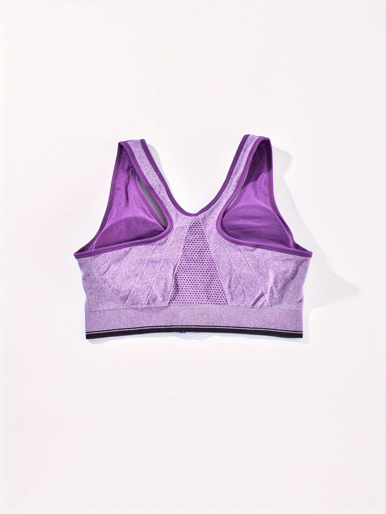 Plus Size Zipper Front Racer Back Sports Bra Wireless Running Gym Bra
