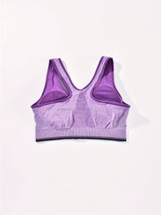 Plus Size Zipper Front Racer Back Sports Bra Wireless Running Gym Bra