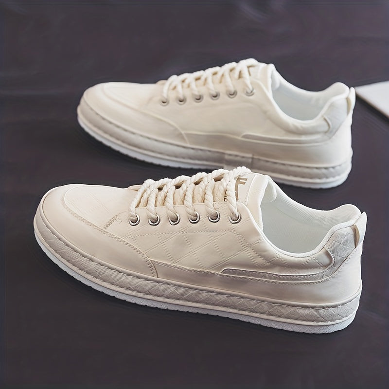 Men's Lace Up Leather Sneakers, Casual Outdoor Shoes