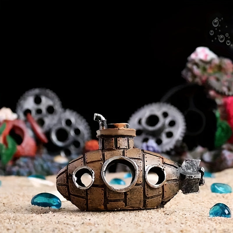 Resin Submarine Ornament Aquarium Decoration Fish Tank Breeding Pot