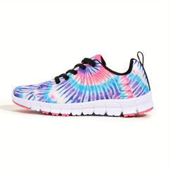 Tie Dye Printed Sneakers for Women Lightweight Low Top Lace Up Walking Shoes