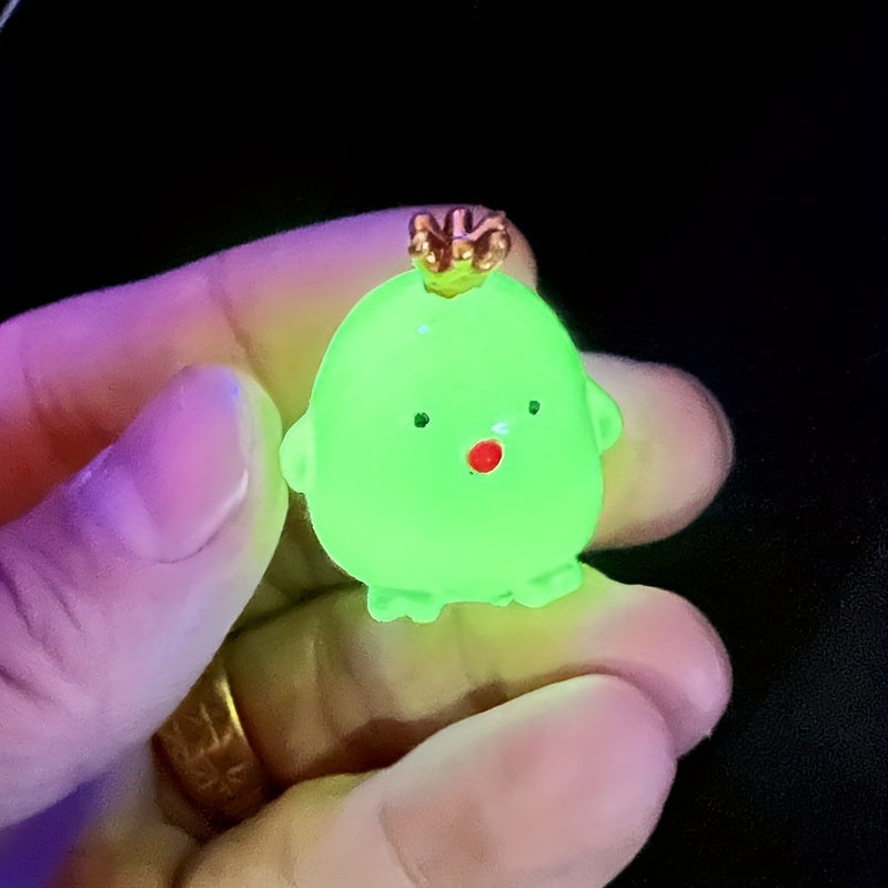 6pcs Luminous Chicken Crown Ornament Toy Micro Landscape Mini Figure Model