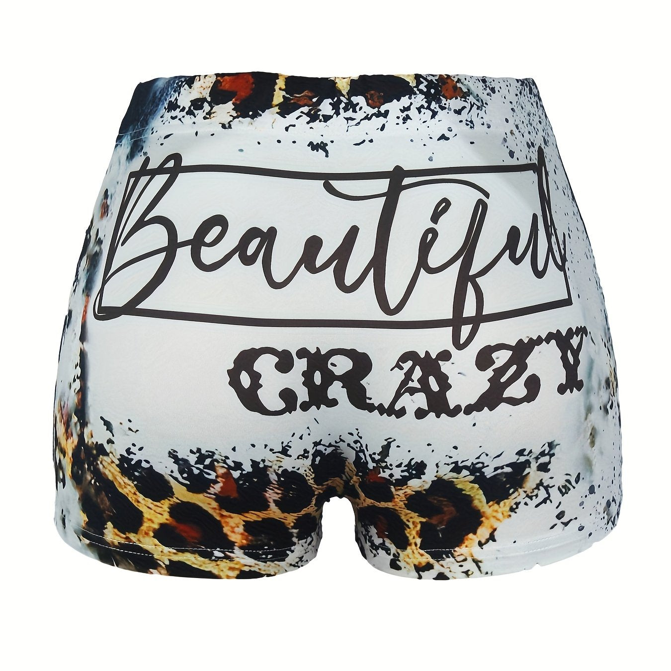 Letter Print Skinny Shorts for Women