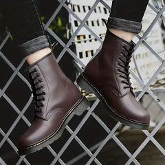 Women's Lace Up Ankle Combat Boots Round Toe Short Boots