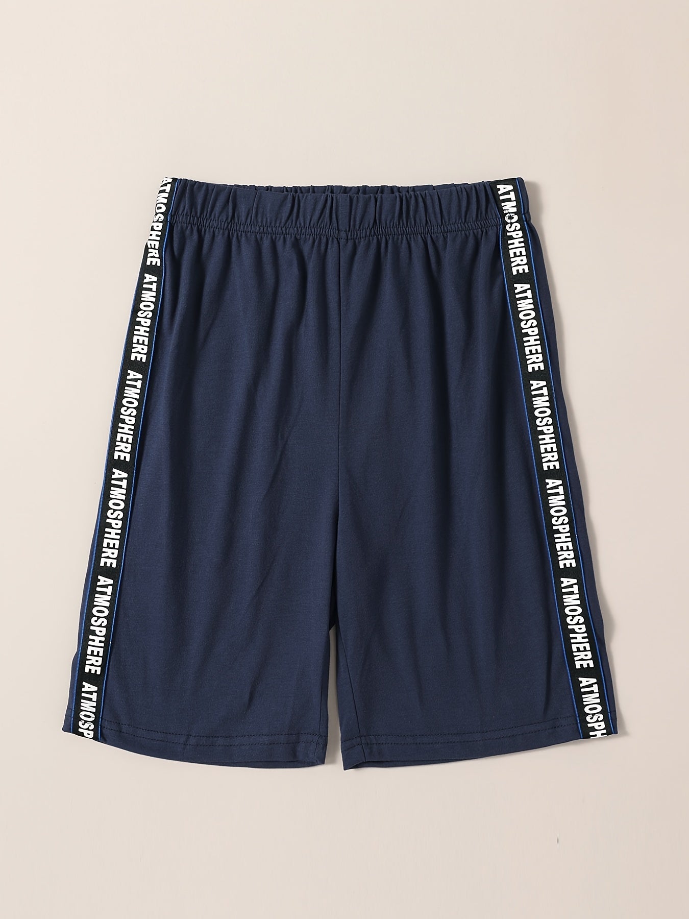 Boys Letter Block Outfit Shorts & T shirt Short Sleeves Crew Neck Casual Summer
