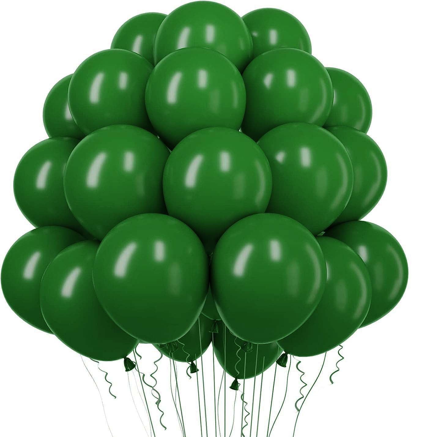 40 Dark Green Latex Party Balloons for Birthday Dinos 25 4 Cm Helium
