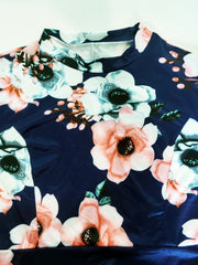Floral Print Maxi Dress Women's Plus Round Neck Fit And Flare