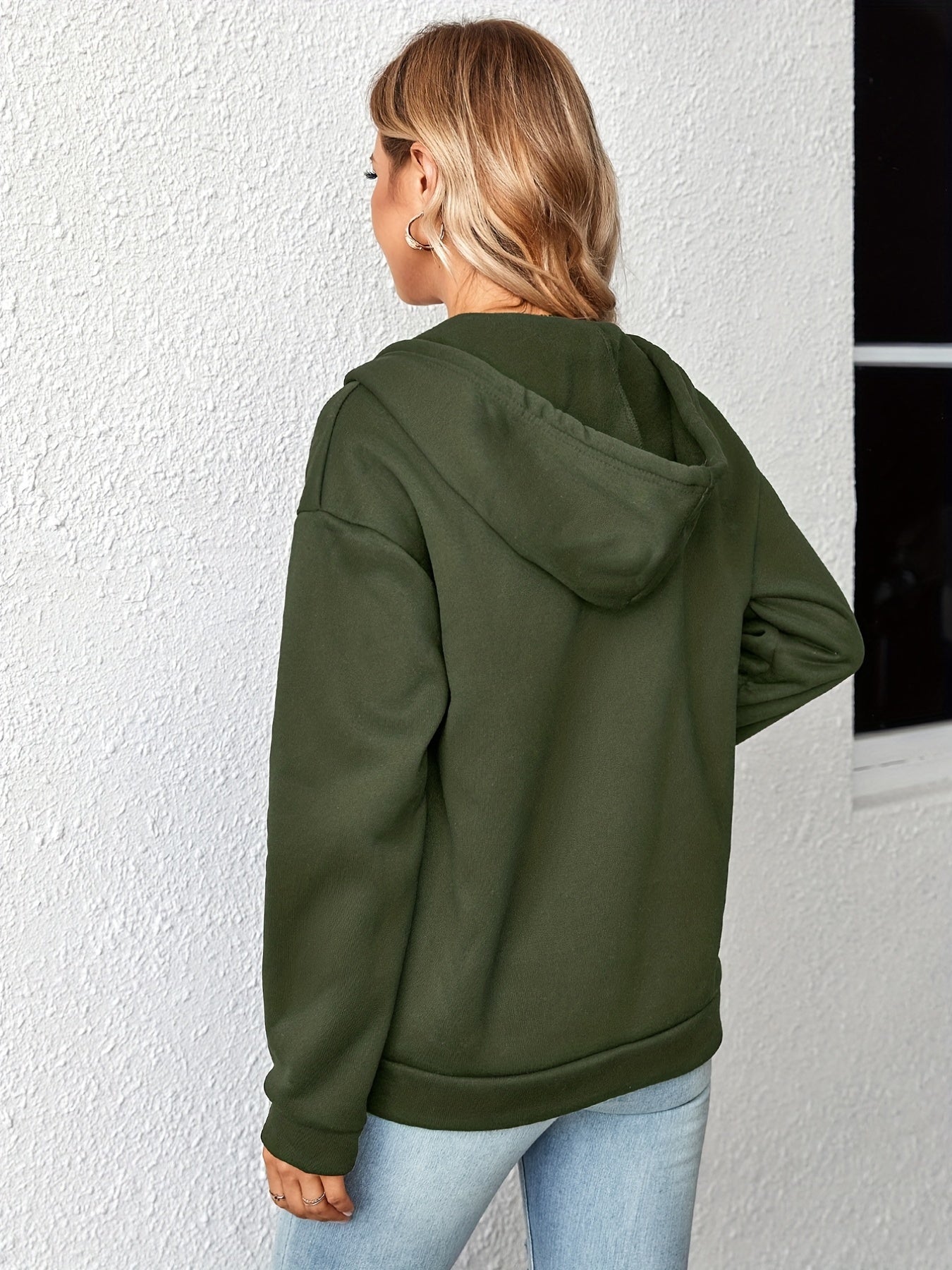 Zip Up Hoodie Kangaroo Pocket Long Sleeve
