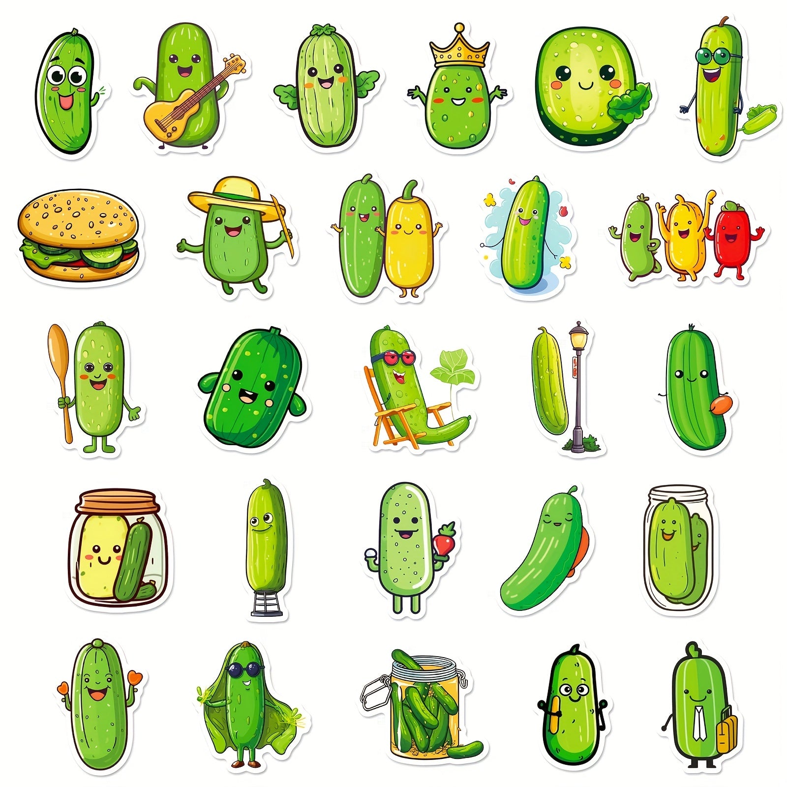 51pcs Pickle Stickers Waterproof for Bottles Laptops Phones