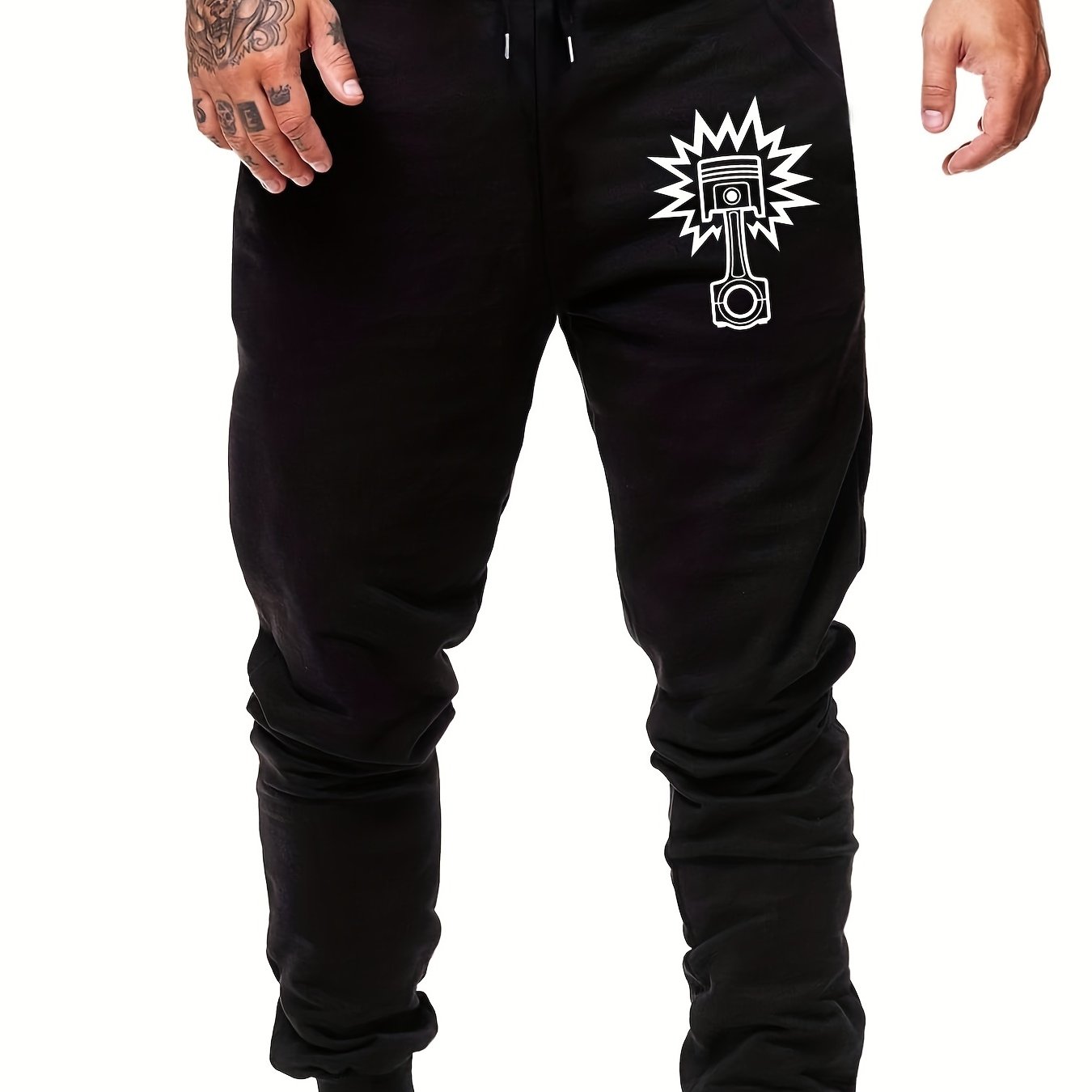 Men's Cartoon Print Sports Pants - Casual Drawstring Joggers