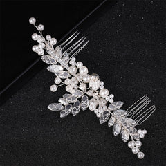 Bride Rhinestone Pearl Comb Wedding Headwear