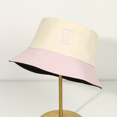Embroidered Bunny Ears Bucket Hat Rabbit Block Sun Hat Cotton Sunscreen Fishing