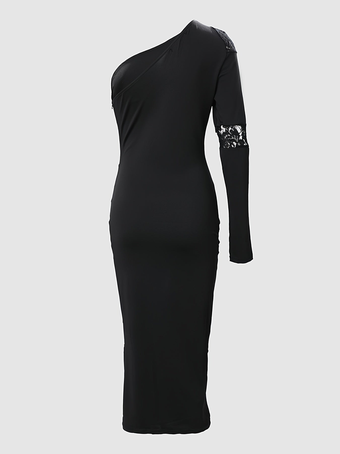 One Shoulder Lace Asymmetrical Dress Women's Clothing