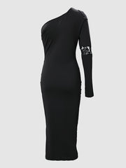 One Shoulder Lace Asymmetrical Dress Women's Clothing