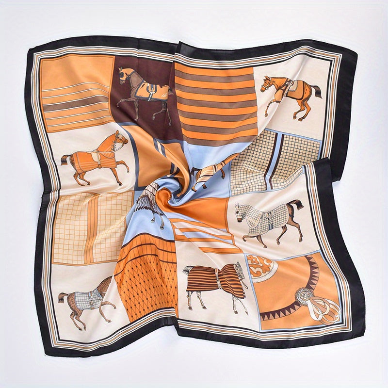 Horse Print Square Scarf Classic Bandana Neckerchief