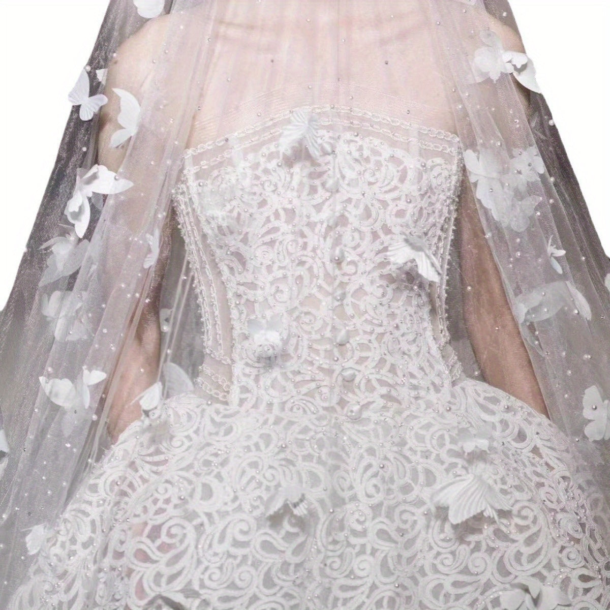 Cathedral Wedding Veil with Butterfly Lace Train