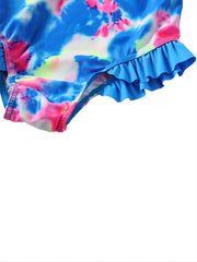 Girls Tie Dye Long Sleeve Swimwear One Piece
