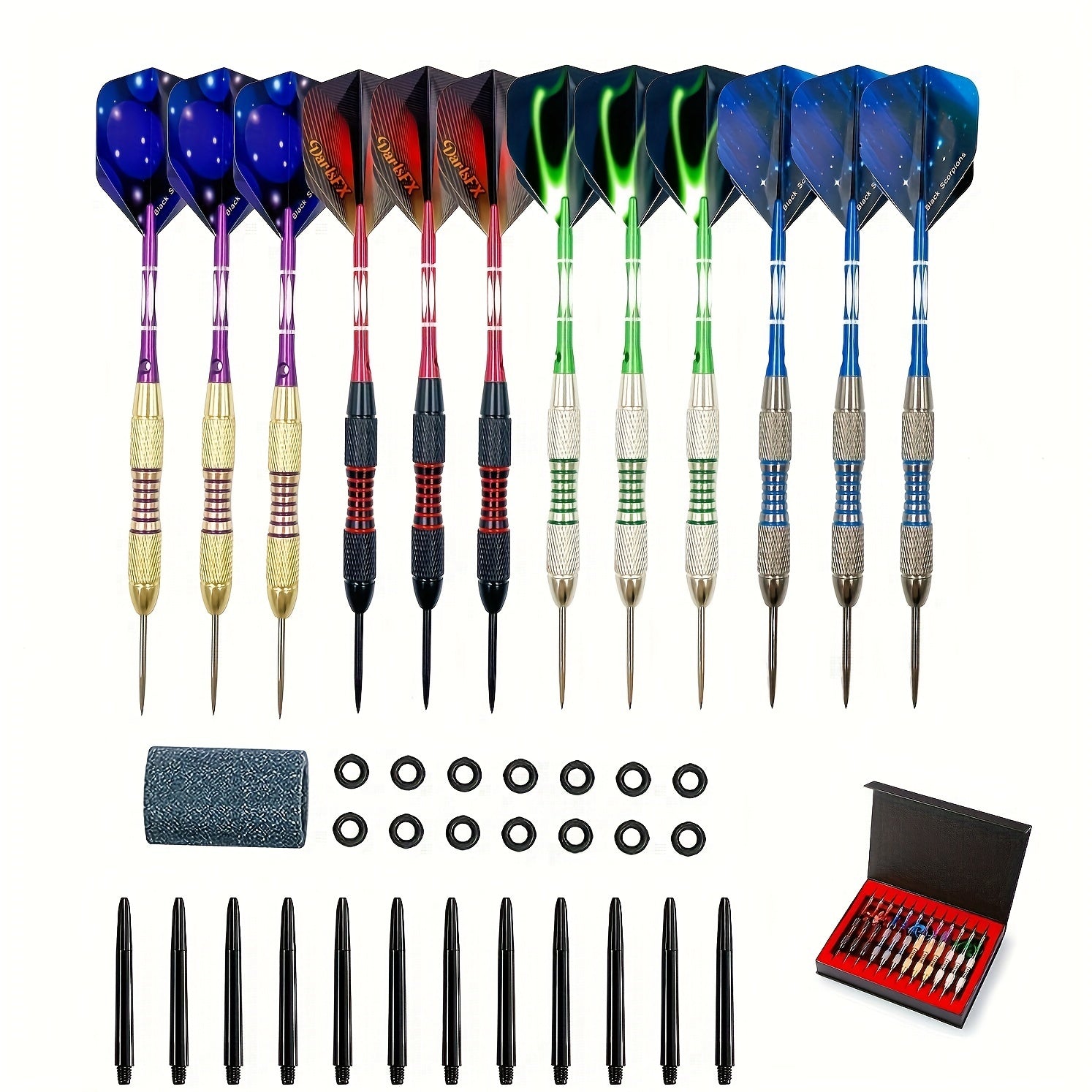 12pcs Set Professional Steel Tip Darts with Nonslip Iron Barrel
