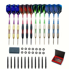 12pcs Set Professional Steel Tip Darts with Nonslip Iron Barrel