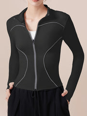 Girls Reflective Fleece Zip Up Yoga Jacket for Fall Winter