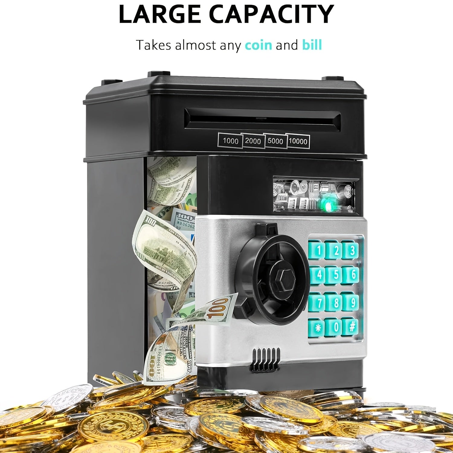 Kids Money Bank Automatic Paper Money Scroll Saving Box Electronic ATM Coin Bank