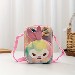 Kids Plush Crossbody Bag Coin Purse Cartoon Three-layer Girls Storage Bag