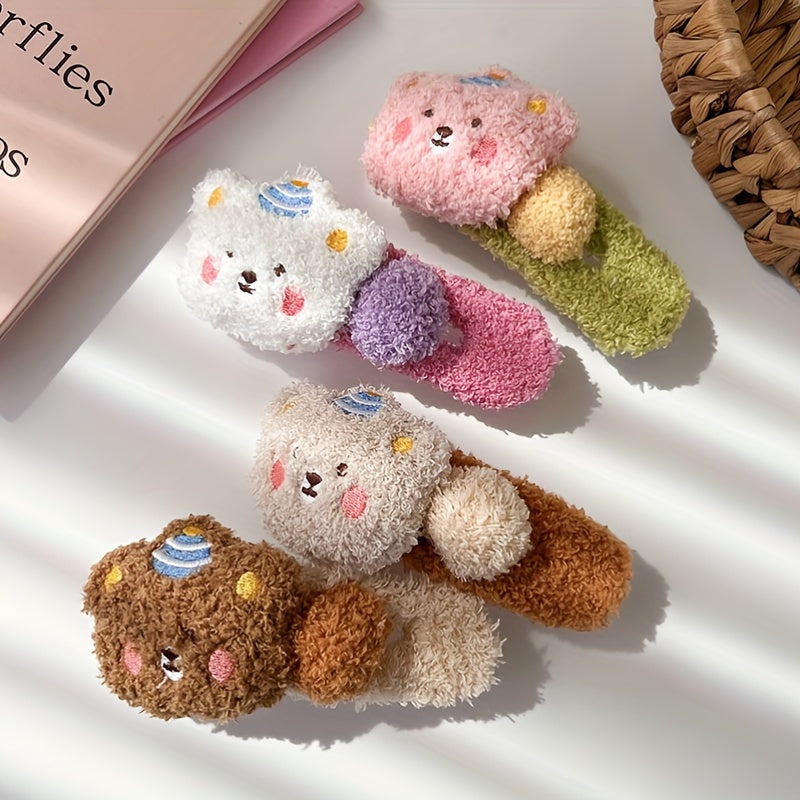 Colorful Bear Hairpin Girls Large Hair Clip