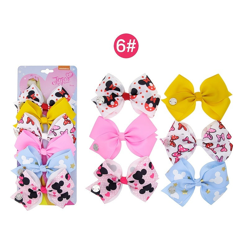 6pcs Girls Colorful Hair Bows Clips Hair Accessories