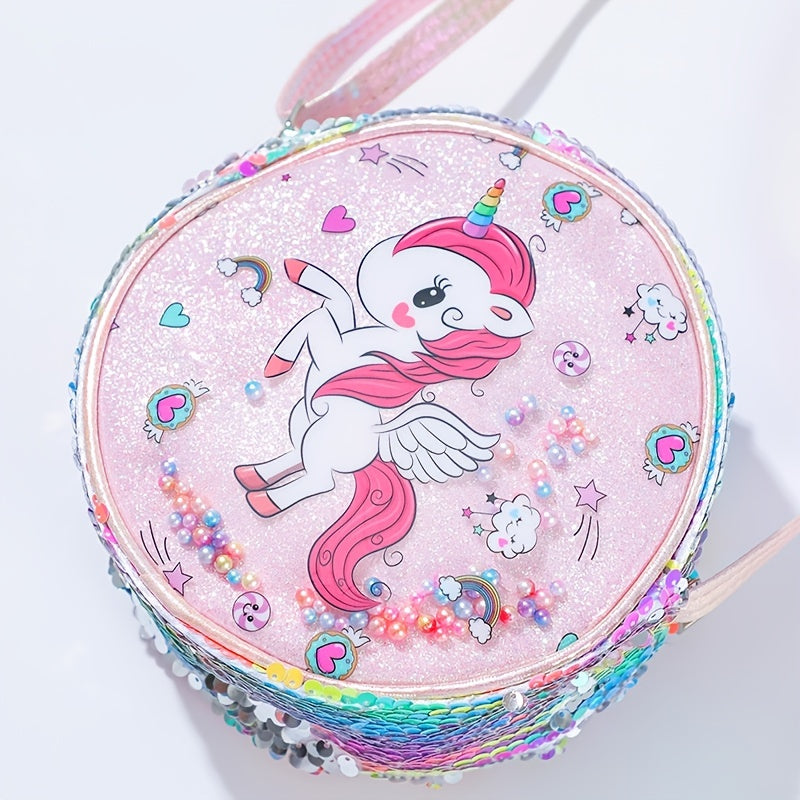 Glitter Sequin Rainbow Unicorn Crossbody Bag Coin Purse Kids Accessories