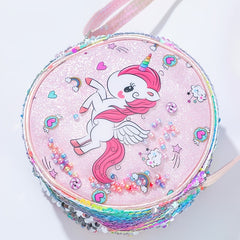 Glitter Sequin Rainbow Unicorn Crossbody Bag Coin Purse Kids Accessories