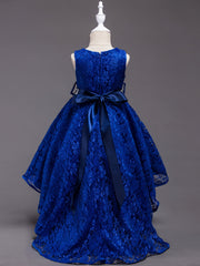 Girls Sleeveless Princess Dress Lace Beaded Rhinestone Flower
