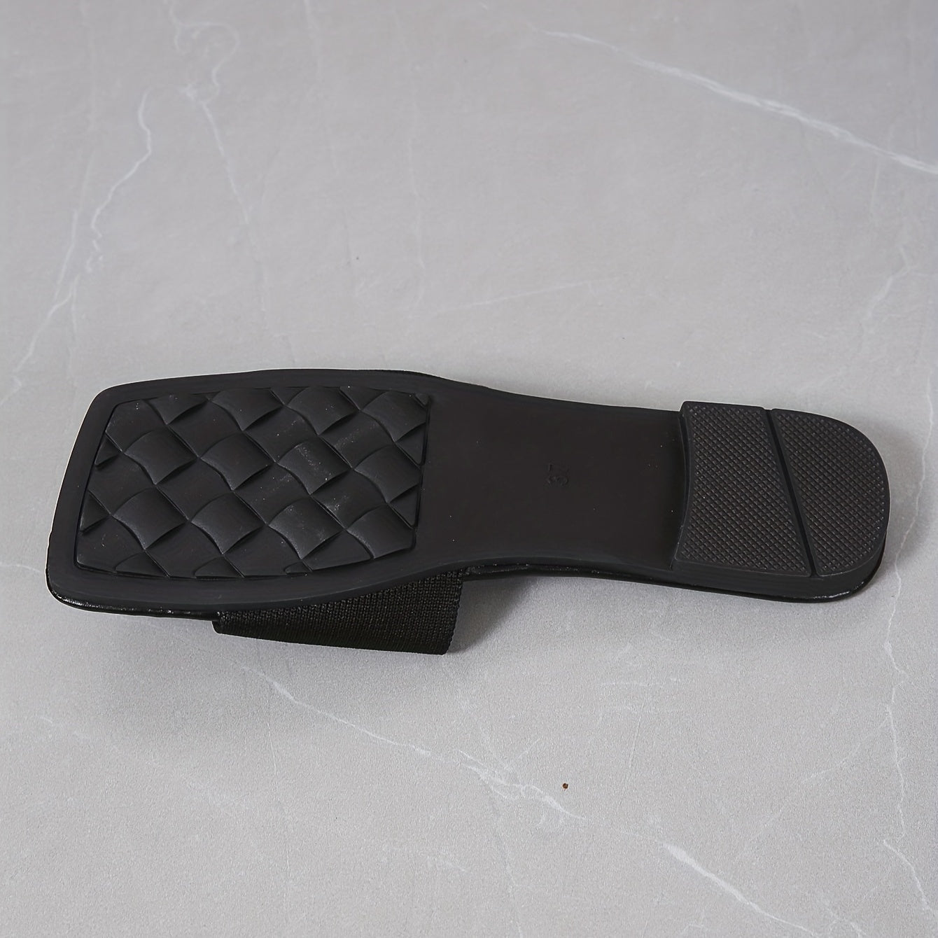 Women's Knitted Flat Slides Square Open Toe Slip On Shoes