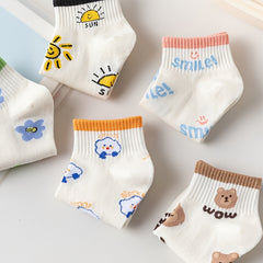 5 Pairs Cartoon Print Short Socks Low Cut Ankle Socks Women's Stockings