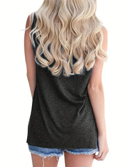 Letter Print Crew Neck Tank Top Sleeveless Casual Summer Top