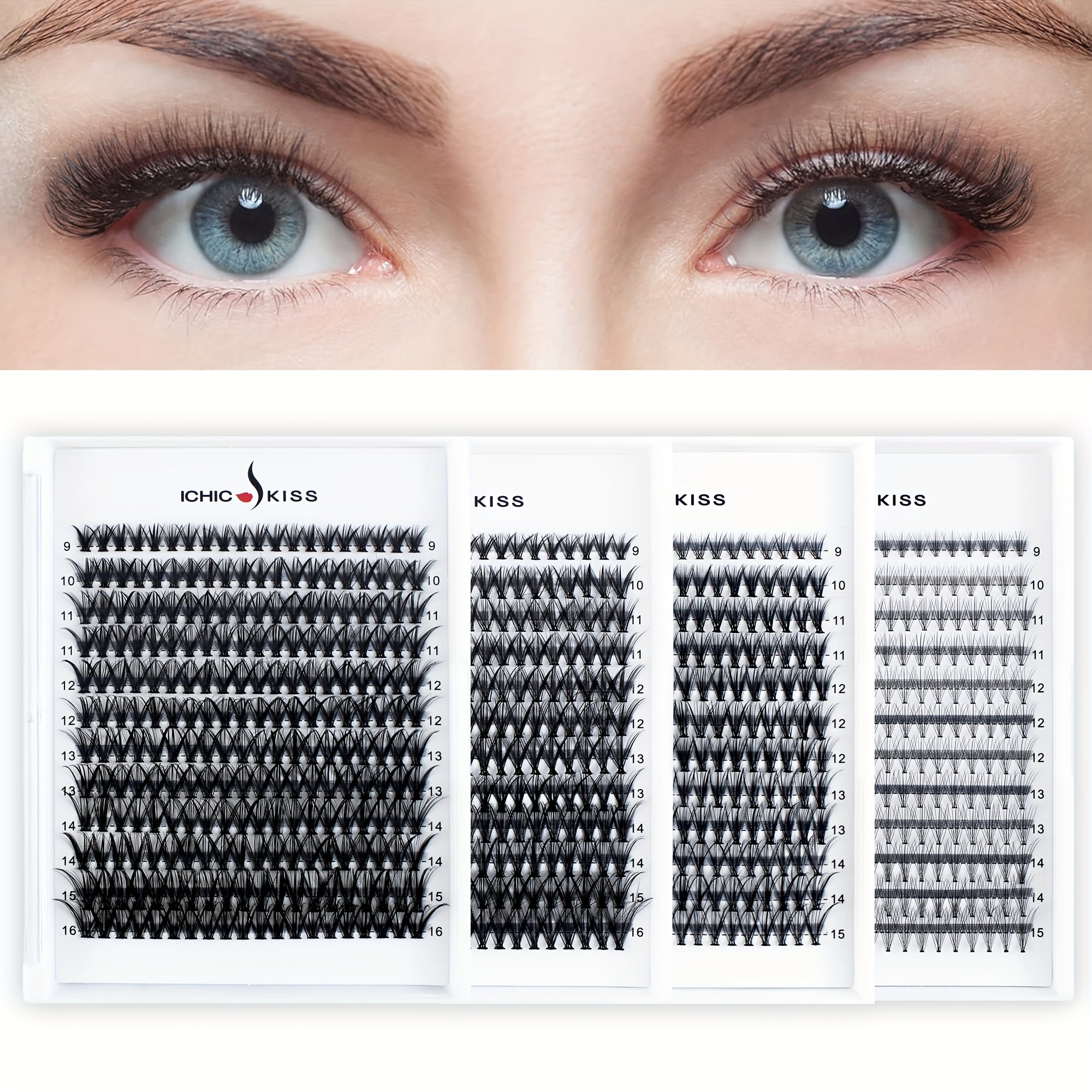 240pcs Cluster Lashes D Curling Long Individual Lashes Faux Mink False Eyelashes
