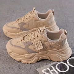 Women's Chunky Sneakers Faux Leather Mesh Dad Shoes
