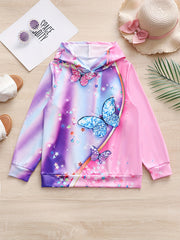 Butterfly Graphic Hoodies Girls Comfy Pullover Sweatshirt