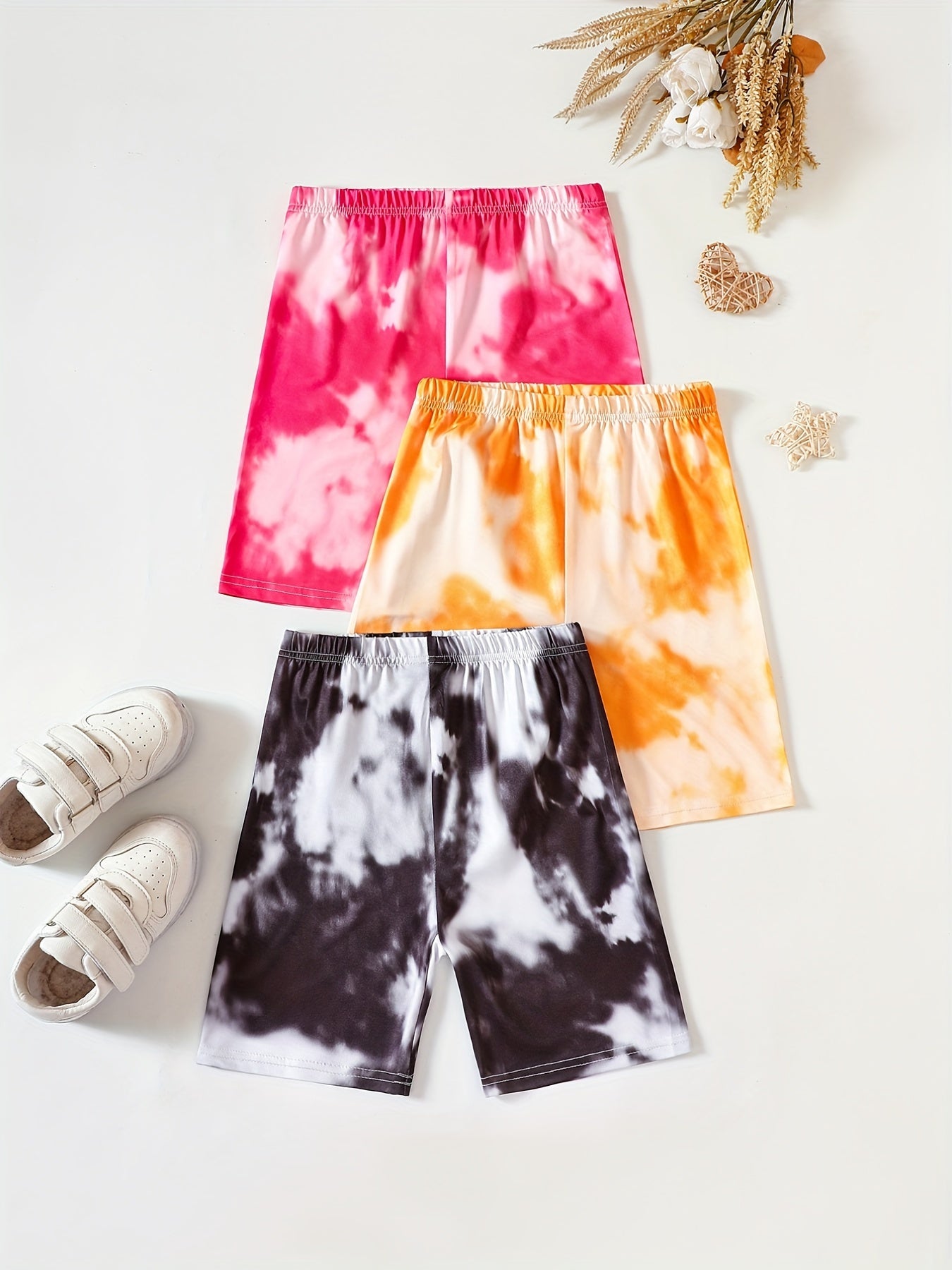 Girls' Tie Dye Print Sports Shorts Set