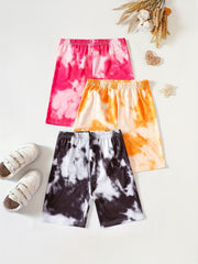Girls' Tie Dye Print Sports Shorts Set