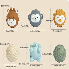 6pcs Sensory Hand Grasping Ball Set PVC Animal Puzzle Toys for Babies