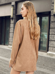 Button Front Casual Long Sleeve Coat